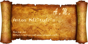 Antos Mátyás névjegykártya
